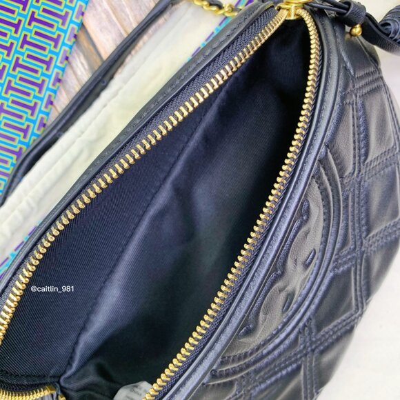 Tory Burch Black Leather Soft Fleming Belt Bag - Picture 3 of 9
